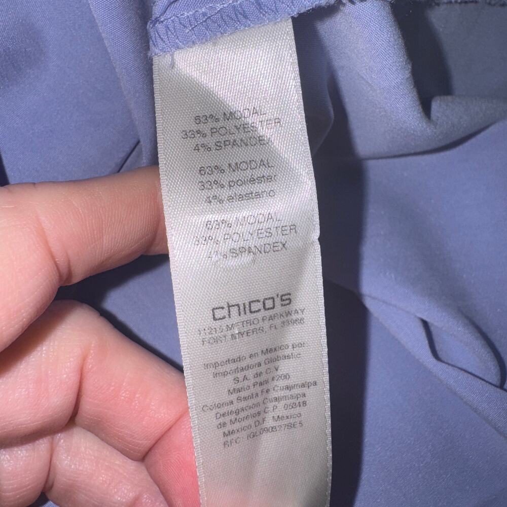 Chico’s  Button Up Tunic w/Roll tab sleeves Sz L (Chico’s Sz 2) in Lilac - Picture 7 of 10